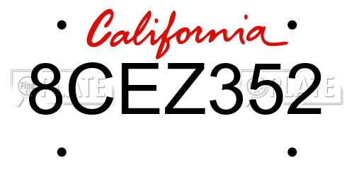 8CEZ352 California License Plate