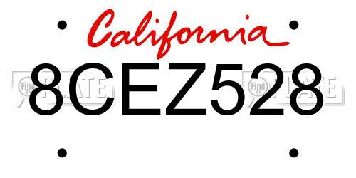 8CEZ528 California License Plate
