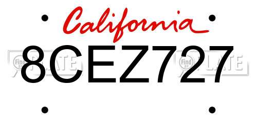 8CEZ727 California License Plate