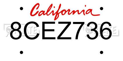 8CEZ736 California License Plate