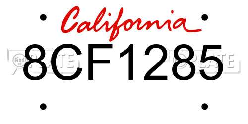 8CF1285 California License Plate