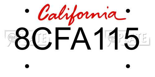 8CFA115 California License Plate