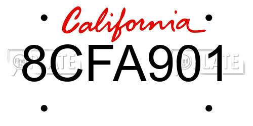 8CFA901 California License Plate