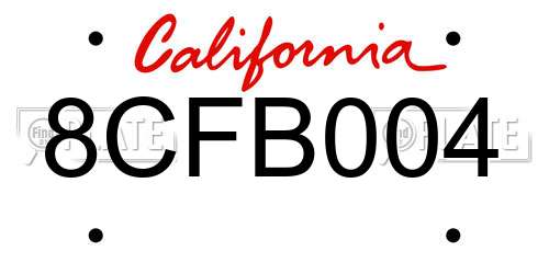 8CFB004 California License Plate