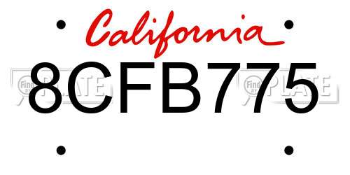 8CFB775 California License Plate