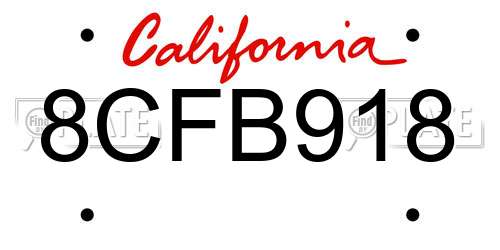 8CFB918 California License Plate