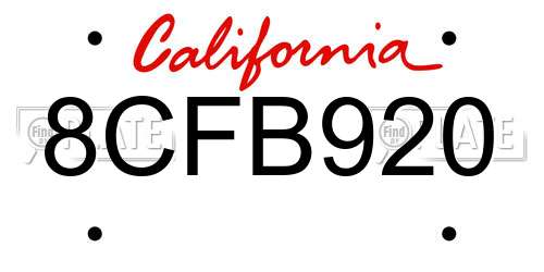 8CFB920 California License Plate