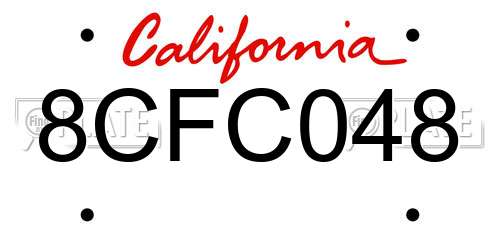 8CFC048 California License Plate