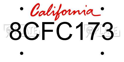 8CFC173 California License Plate