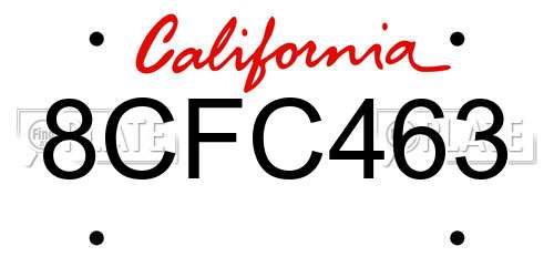 8CFC463 California License Plate