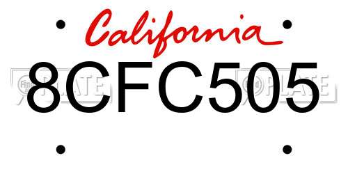 8CFC505 California License Plate