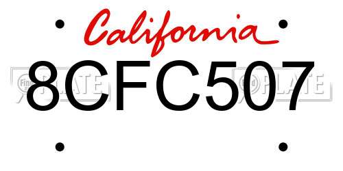 8CFC507 California License Plate