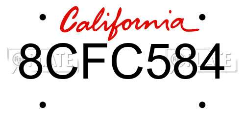 8CFC584 California License Plate