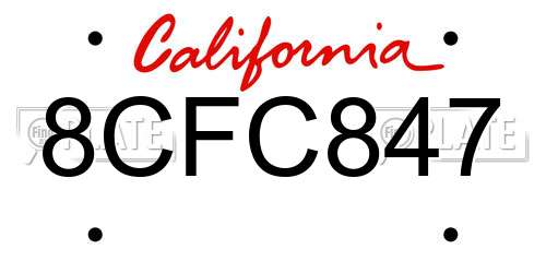 8CFC847 California License Plate