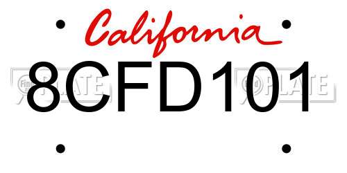 8CFD101 California License Plate
