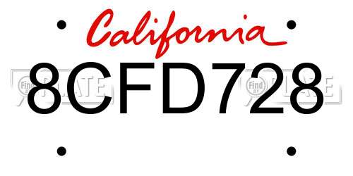 8CFD728 California License Plate