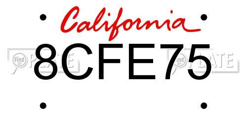8CFE75 California License Plate