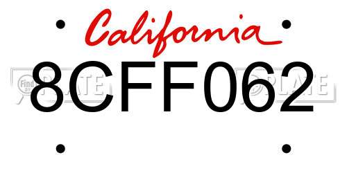 8CFF062 California License Plate