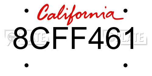 8CFF461 California License Plate