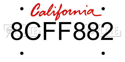 8CFF882 California License Plate