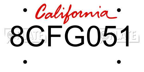 8CFG051 California License Plate