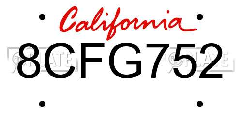 8CFG752 California License Plate