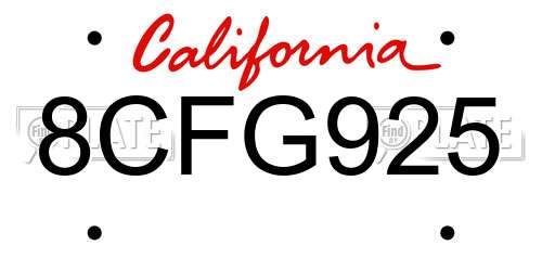 8CFG925 California License Plate