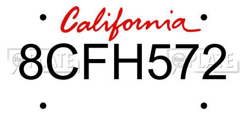 8CFH572 California License Plate