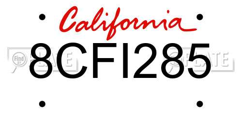 8CFI285 California License Plate