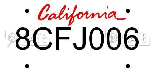 8CFJ006 California License Plate
