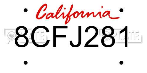 8CFJ281 California License Plate