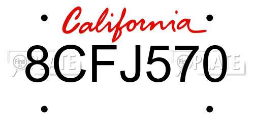 8CFJ570 California License Plate