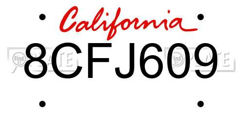 8CFJ609 California License Plate