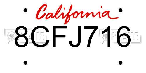 8CFJ716 California License Plate