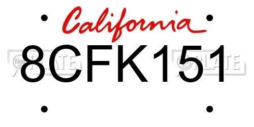 8CFK151 California License Plate