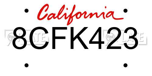 8CFK423 California License Plate