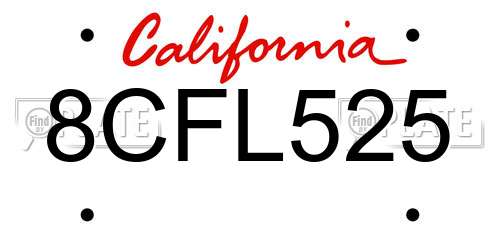 8CFL525 California License Plate