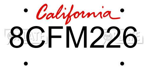 8CFM226 California License Plate