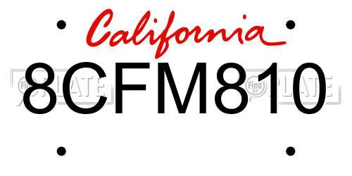 8CFM810 California License Plate