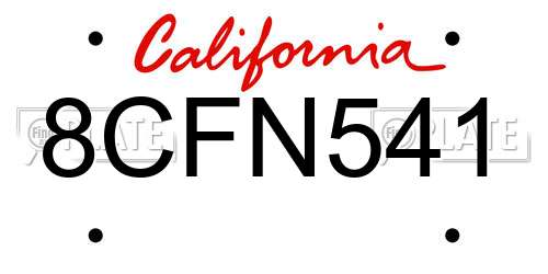 8CFN541 California License Plate