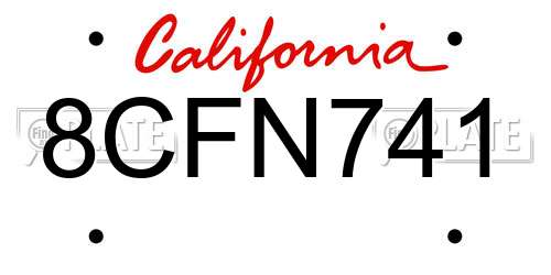 8CFN741 California License Plate