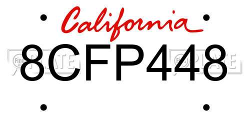 8CFP448 California License Plate