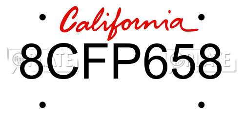 8CFP658 California License Plate