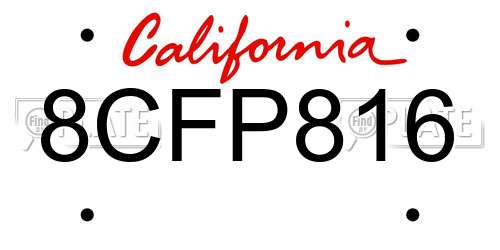 8CFP816 California License Plate