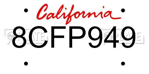 8CFP949 California License Plate