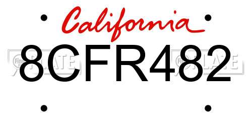8CFR482 California License Plate