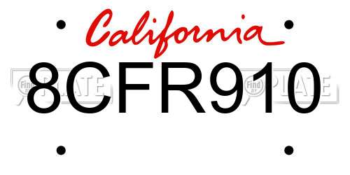 8CFR910 California License Plate