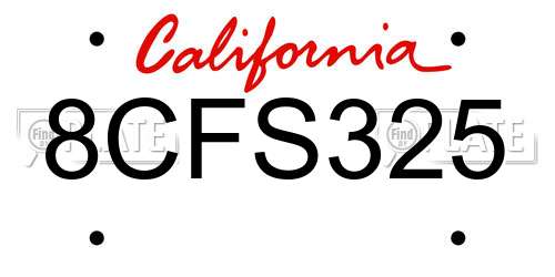 8CFS325 California License Plate