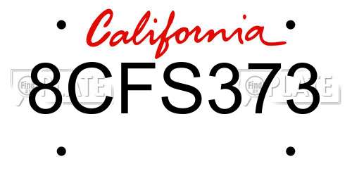 8CFS373 California License Plate
