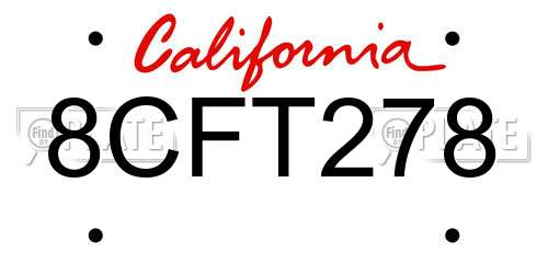 8CFT278 California License Plate